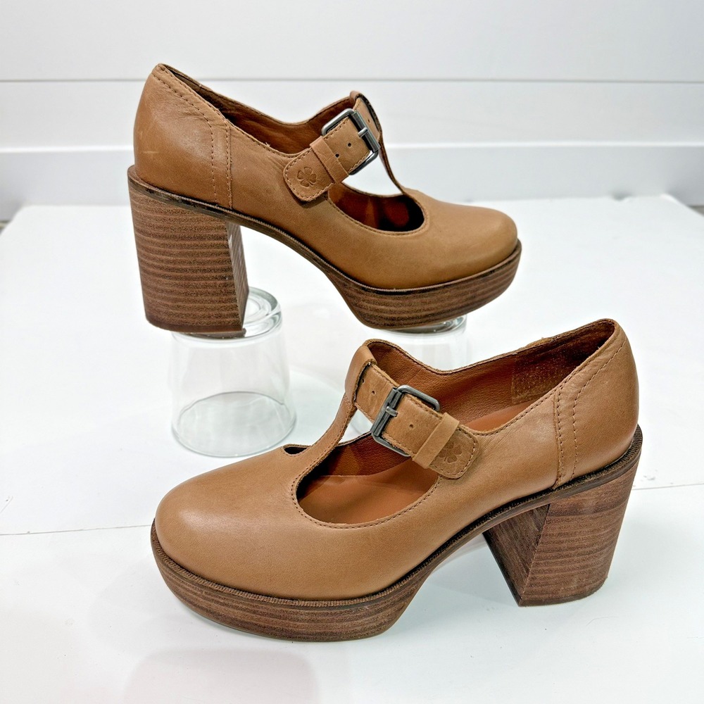 Lucky Platform Chunky Y2K Mary Jane Ankle T Strap Heel Shoes Women US 8 Leather